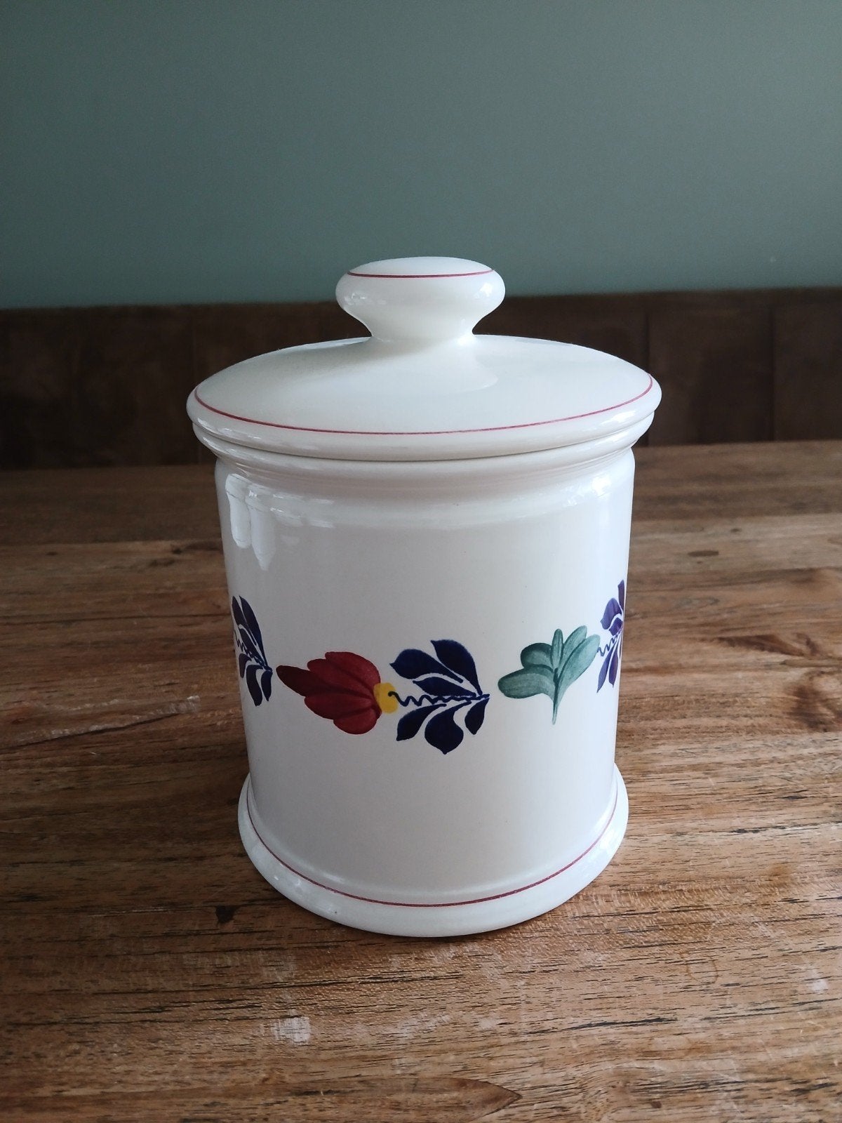 Boerenbont pot met blanco deksel, Ophalen of Verzenden, Zo goed als nieuw, Overige materialen, Pot, Bus of Blik