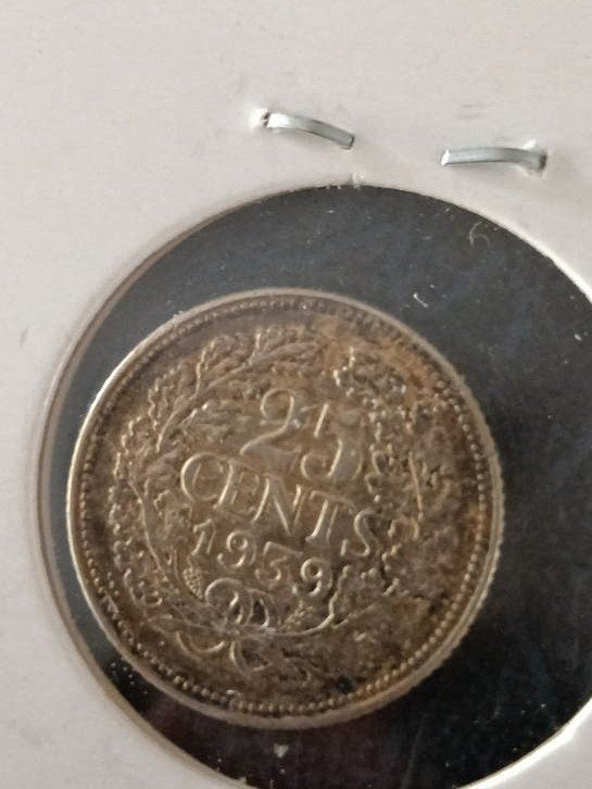 25 cent 1939 Wilhelmina, Postzegels en Munten, Munten | Nederland, Ophalen of Verzenden, Koningin Wilhelmina, 25 cent
