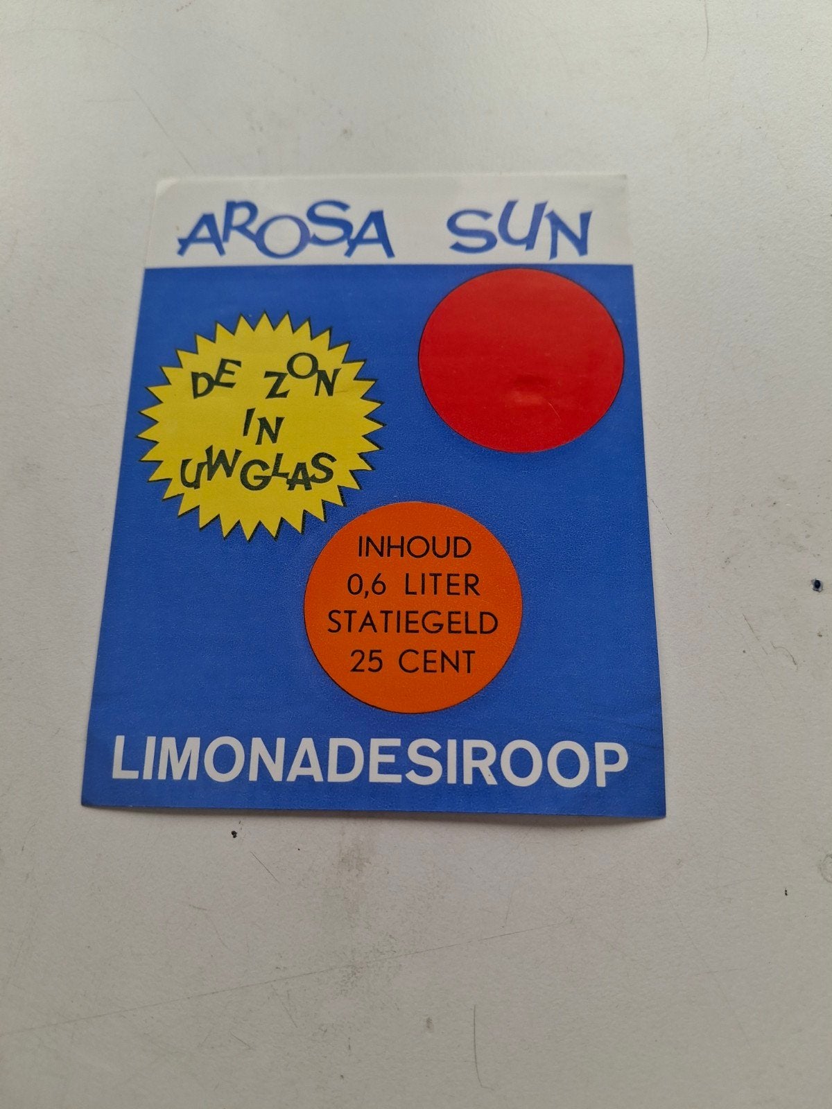 etiket Limonade siroop Arosa Sun., Ophalen of Verzenden, Zo goed als nieuw, Overige typen