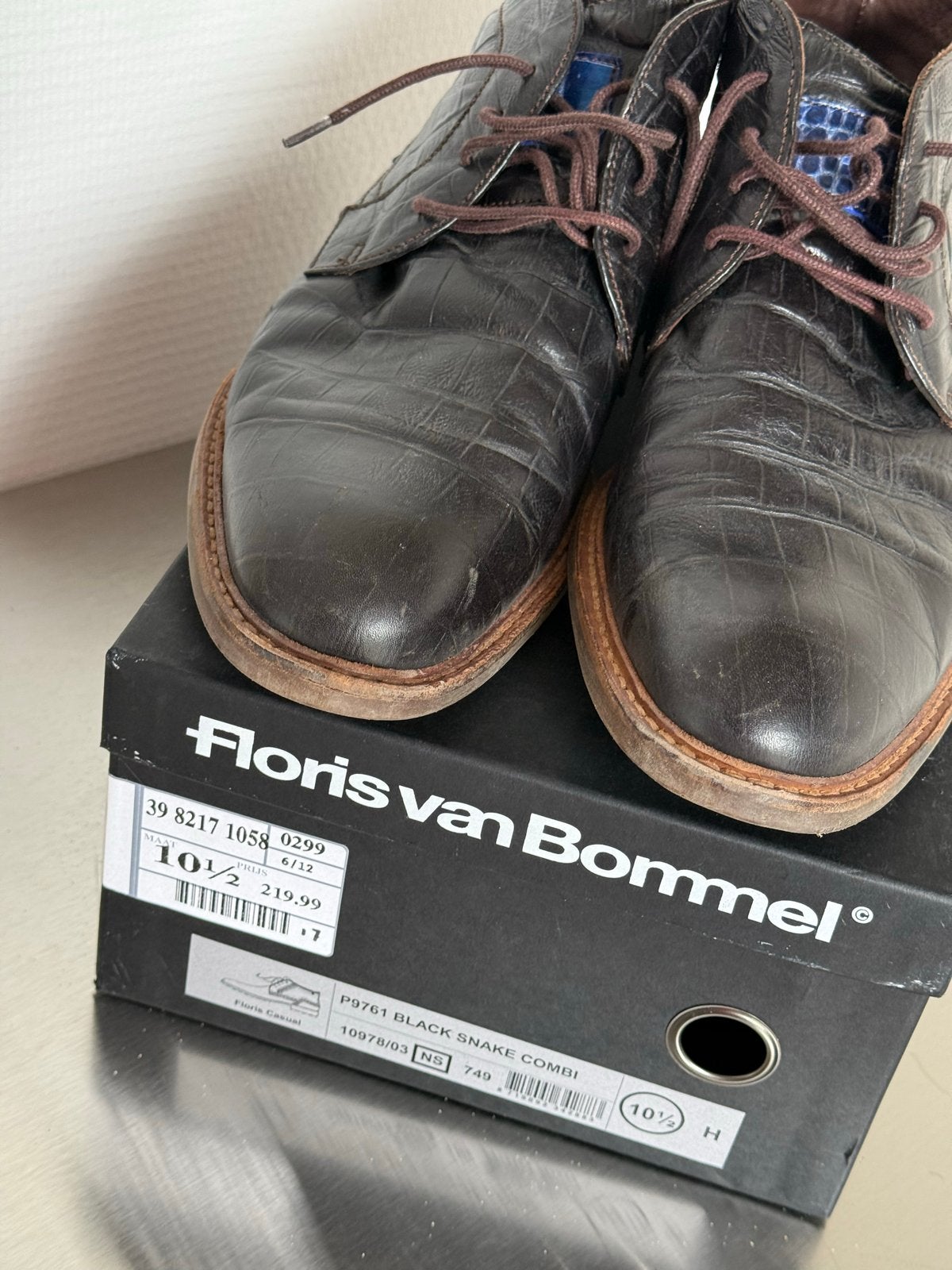 Floris van Bommel P9761 Black Snake Combi Herenschoenen, Ophalen of Verzenden, Gedragen, Zwart, Veterschoenen