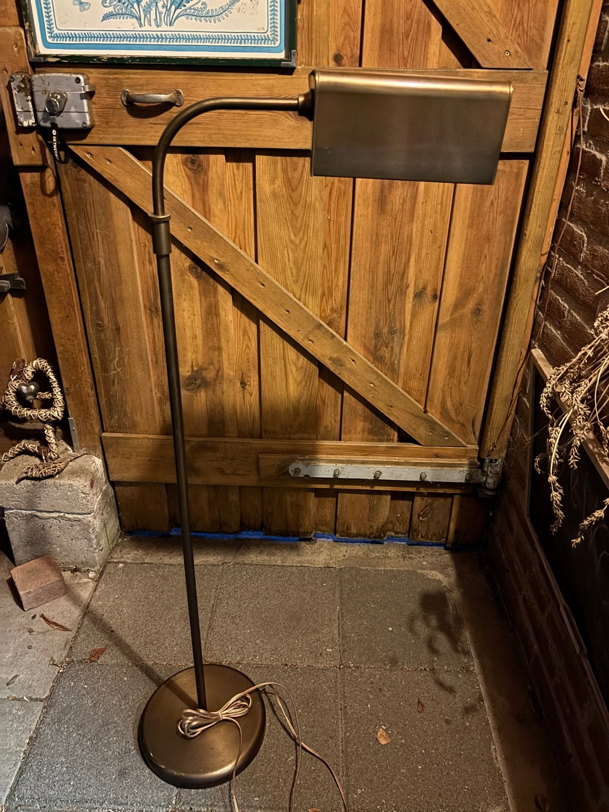 Messing leeslamp - Klassieke vloerlamp, Ophalen, Gebruikt, 100 tot 150 cm, E27 (groot)