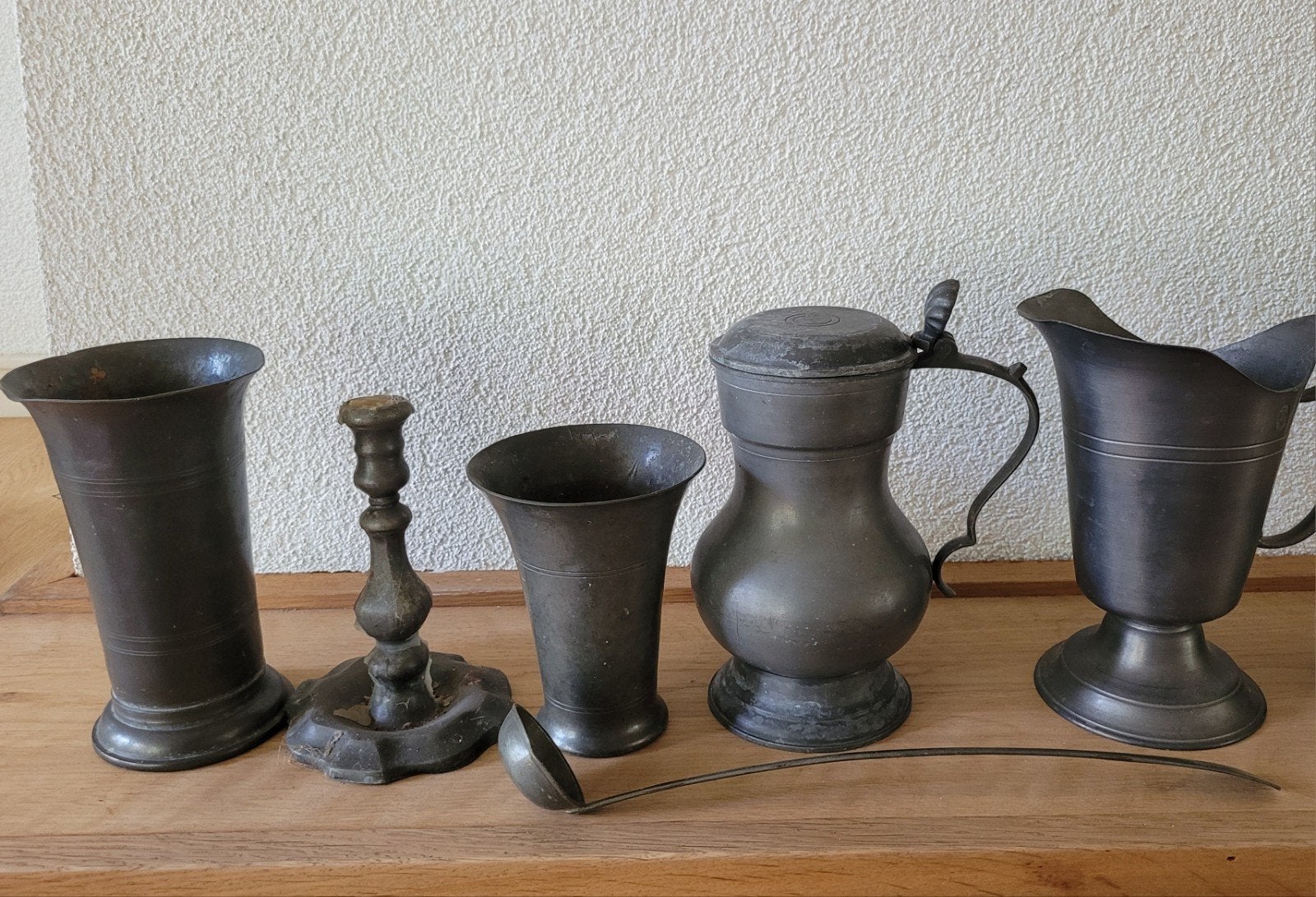Antieke tinnen collectie: 6 stuks, diverse merken, Antiek en Kunst, Ophalen of Verzenden
