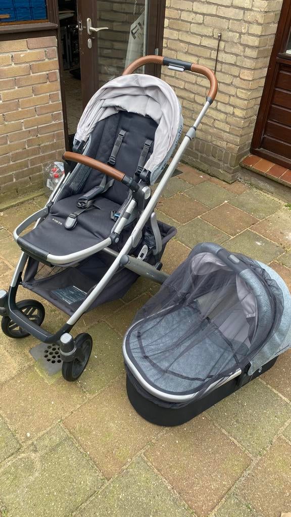 Lichtblauwe UPPAbaby Vista kinderwagen, Kinderen en Baby's, Kinderwagens en Combinaties, Gebruikt, Combiwagen, Verstelbare duwstang