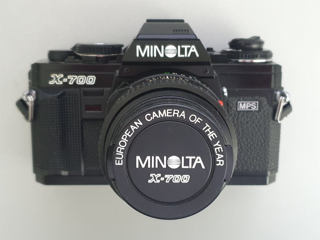 MINOLTA X-700 met 3 lenzen en filters, Verzenden, Gebruikt, Spiegelreflex, Minolta