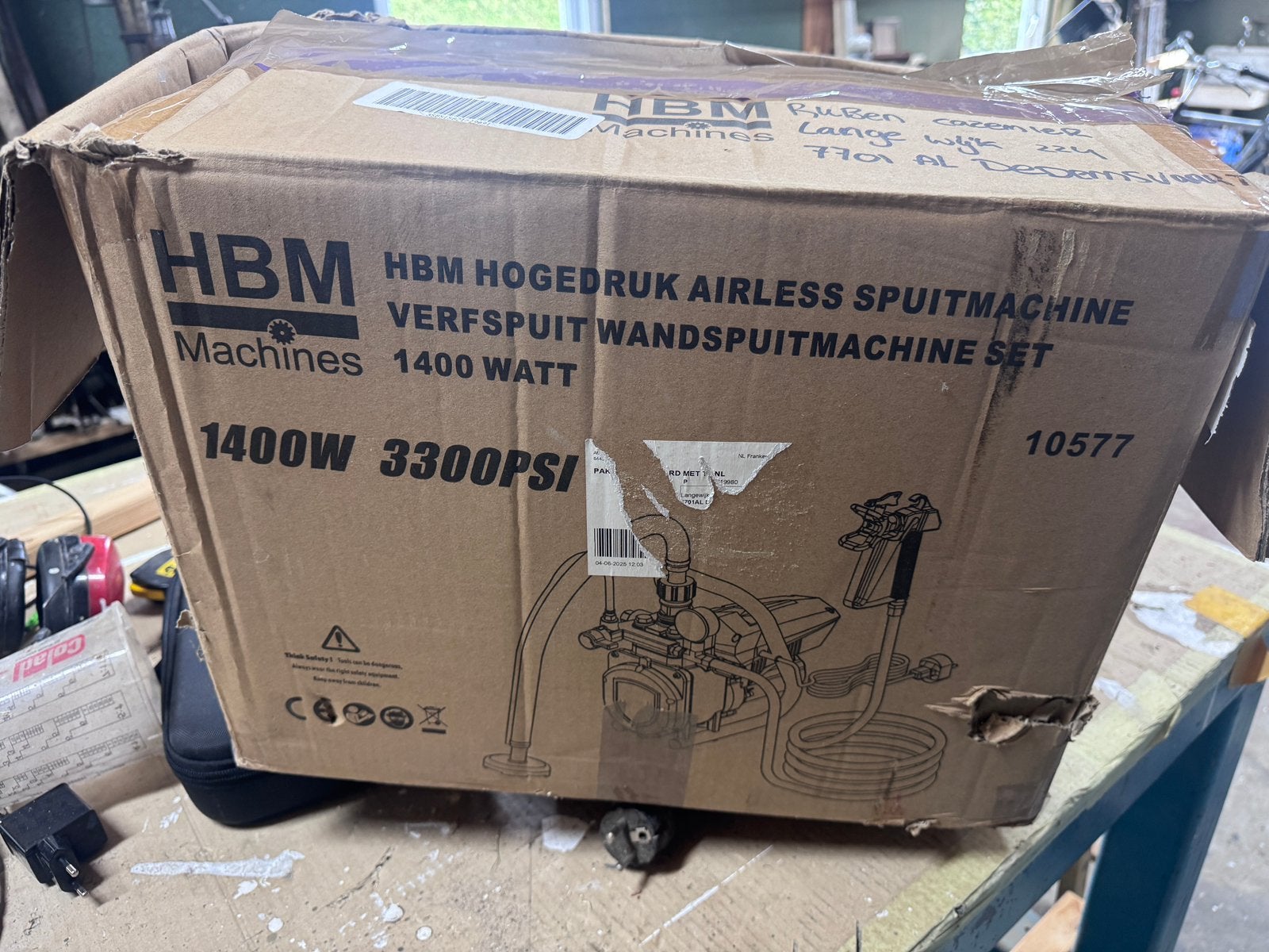 Verfspuit hbm 1400 watt, Doe-het-zelf en Verbouw, Ophalen, Zo goed als nieuw, Verfspuit of Verfpomp