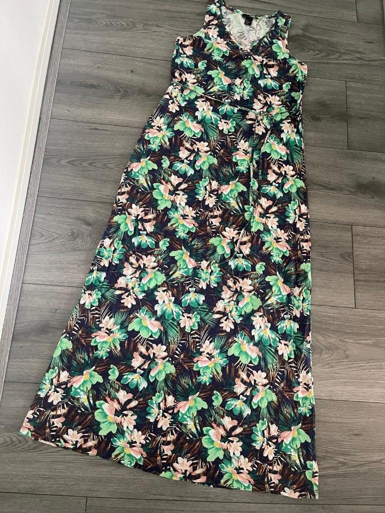 H&M sleeveless maxi jurk met tropische bloemenprint, Kleding | Dames, Broeken en Pantalons, Ophalen of Verzenden, Gedragen, Lang