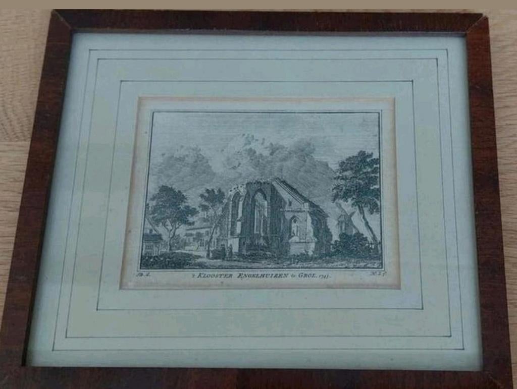 Prent  Groenlo klooster Engelhuizen .. stadsgezicht ... 1743, Antiek en Kunst, Ophalen of Verzenden