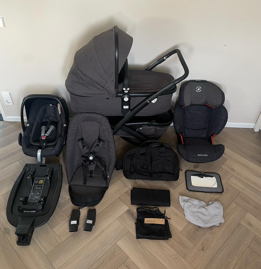 Complete Joolz Geo 3-in-1 Awesome Antraciet Black, Kinderen en Baby's, Kinderwagens en Combinaties, Zo goed als nieuw, Combiwagen