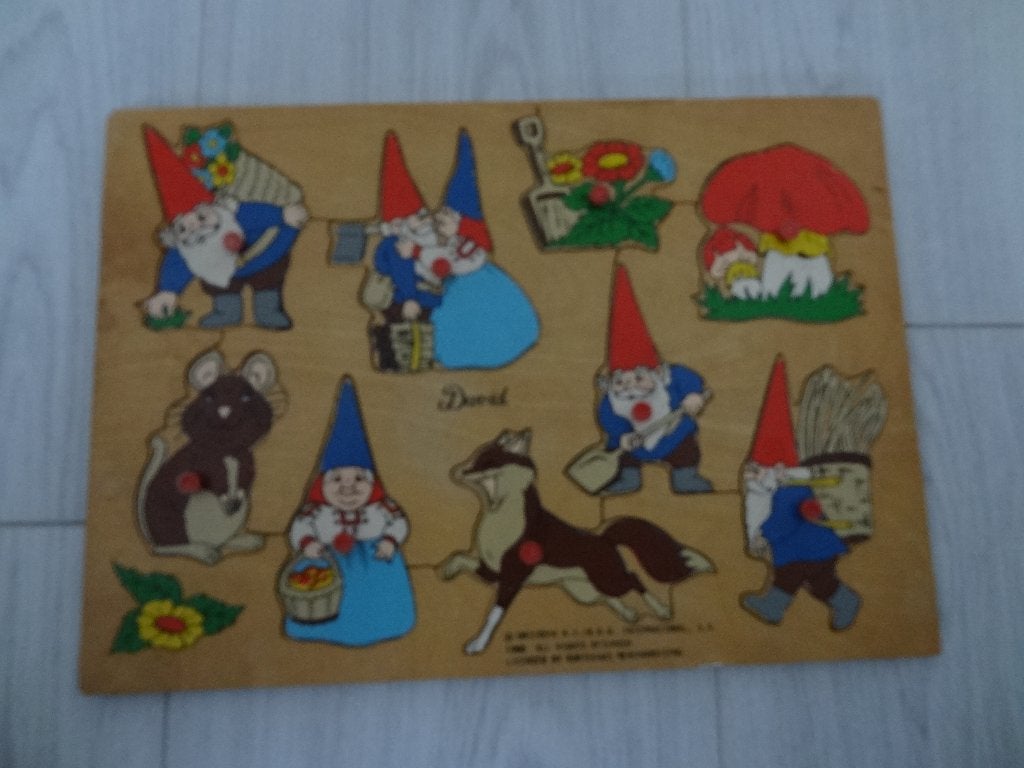 David de Kabouter puzzel Hout, Ophalen of Verzenden, Minder dan 10 stukjes, Gebruikt, Van hout