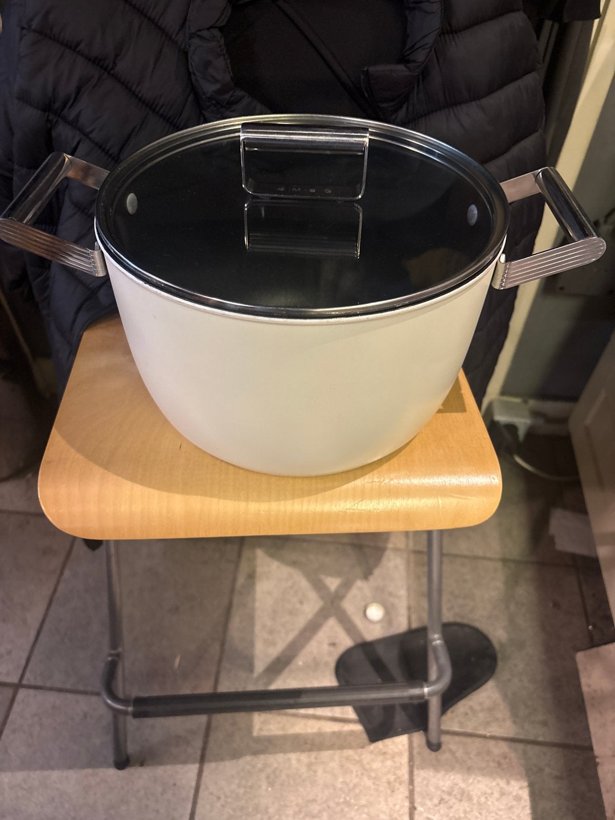 Smeg Kookpan - 27,5 cm diameter, 17 cm hoog, Overige materialen, Gebruikt, Met deksel, Ophalen of Verzenden