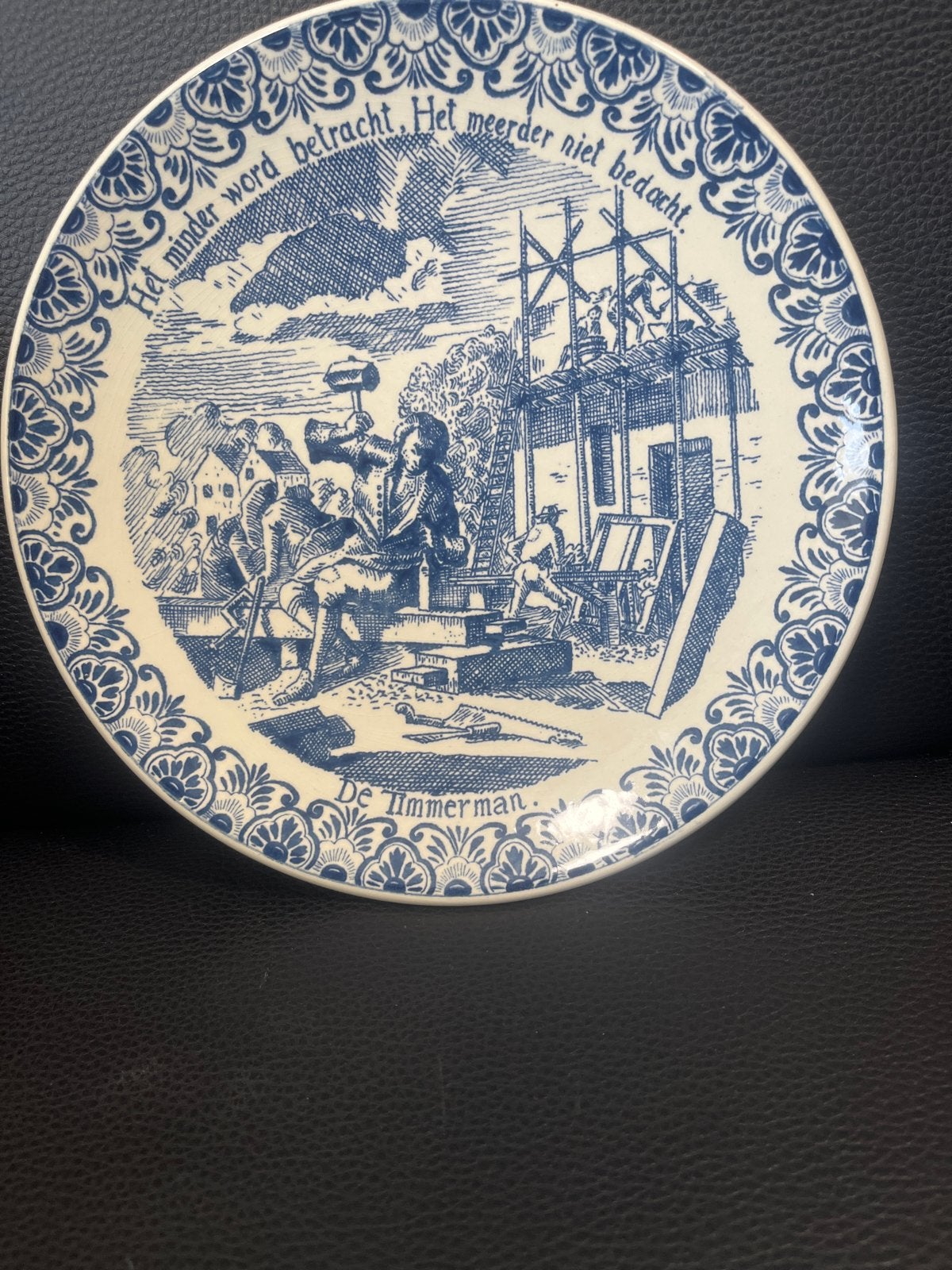 Delfts Blauw Sierbord 'De Timmerman' - Jan Luyken 1649, Ophalen of Verzenden