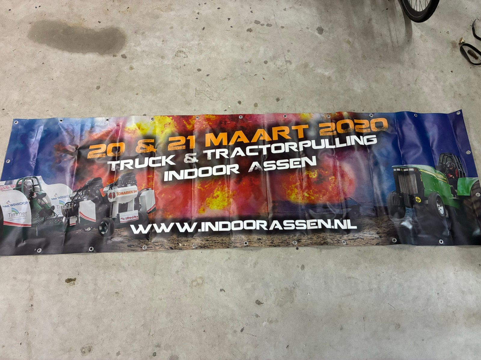 Reclame Banner/zijl trekkertrek, Gebruikt, Deurposter of groter, Rechthoekig Liggend, Ophalen of Verzenden