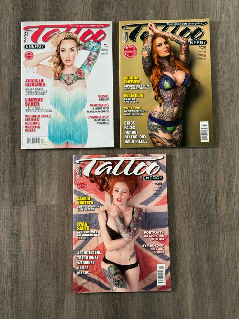 3 Tattoo Energy magazines - Inspiratie voor tatoeages, Ophalen of Verzenden, Gelezen, Overige typen