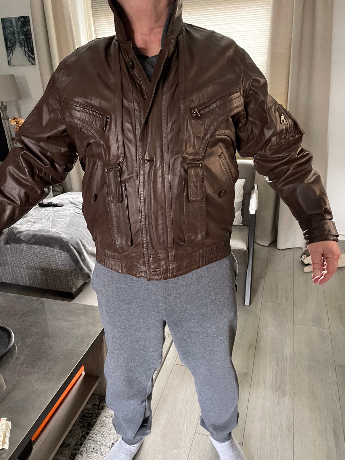 Leren Piloten jas Te Koop, Maat 52/54 (L), Bruin, Ophalen of Verzenden, Zo goed als nieuw