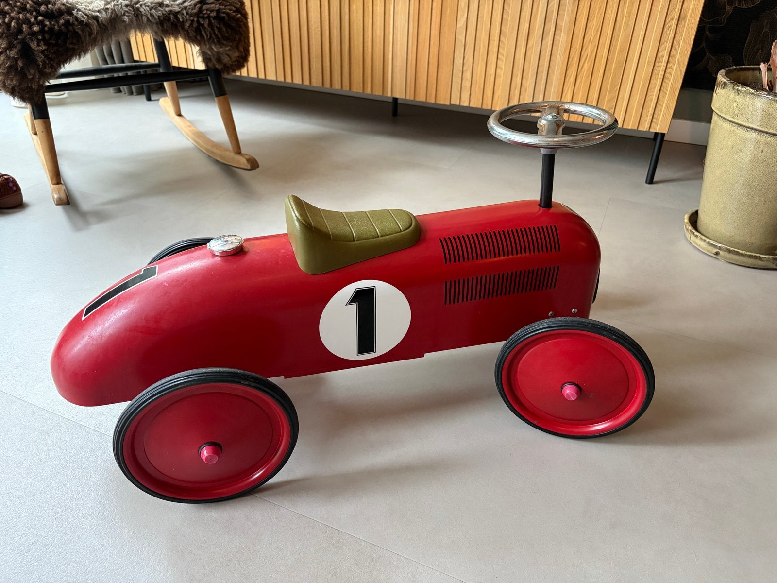 Retro Roller Loopauto Rood - Vintage Raceauto Speelgoed, Ophalen