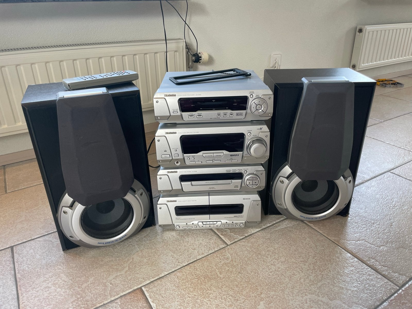 Technics Stereo Set met Speakers en Afstandsbediening, Gebruikt, Cassettedeck, Losse componenten, Ophalen