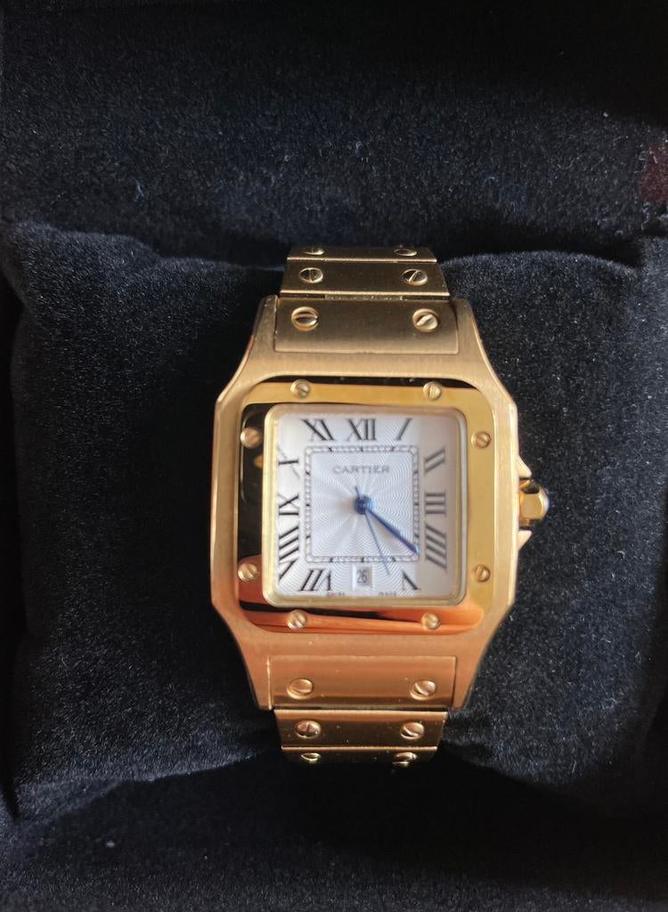 Cartier Santos Goud, Sieraden, Tassen en Uiterlijk, Horloges | Dames, Ophalen of Verzenden, Zo goed als nieuw, Staal, Overige merken