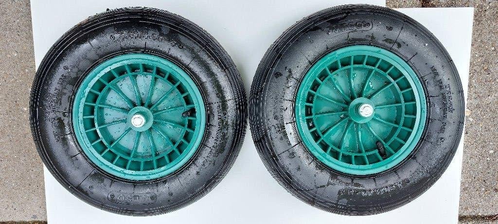 2x kruiwagenwiel met pvc velg z.g.a.n. per 2 of los mogelijk, Ophalen of Verzenden, Zo goed als nieuw