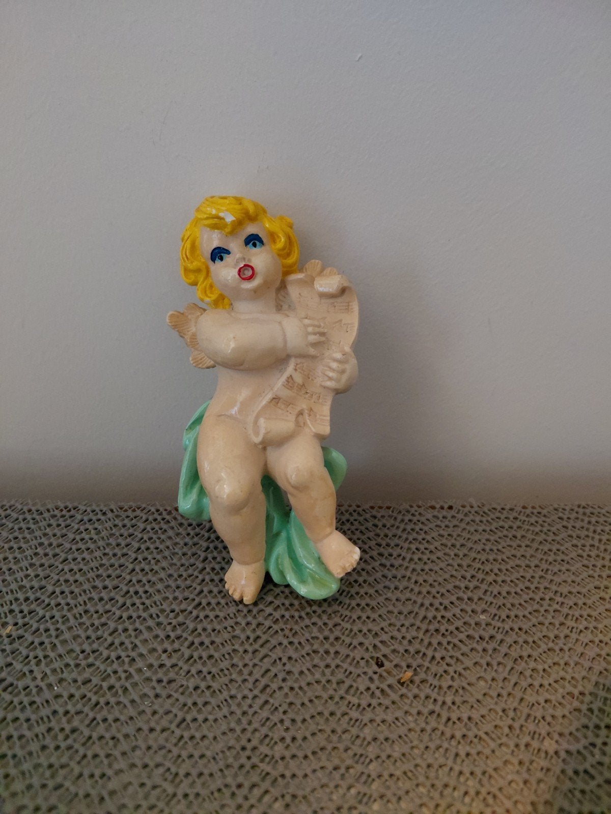 Vintage Engel Beeldje met Muziekrol - Decoratief, Ophalen, Gebruikt, Religie