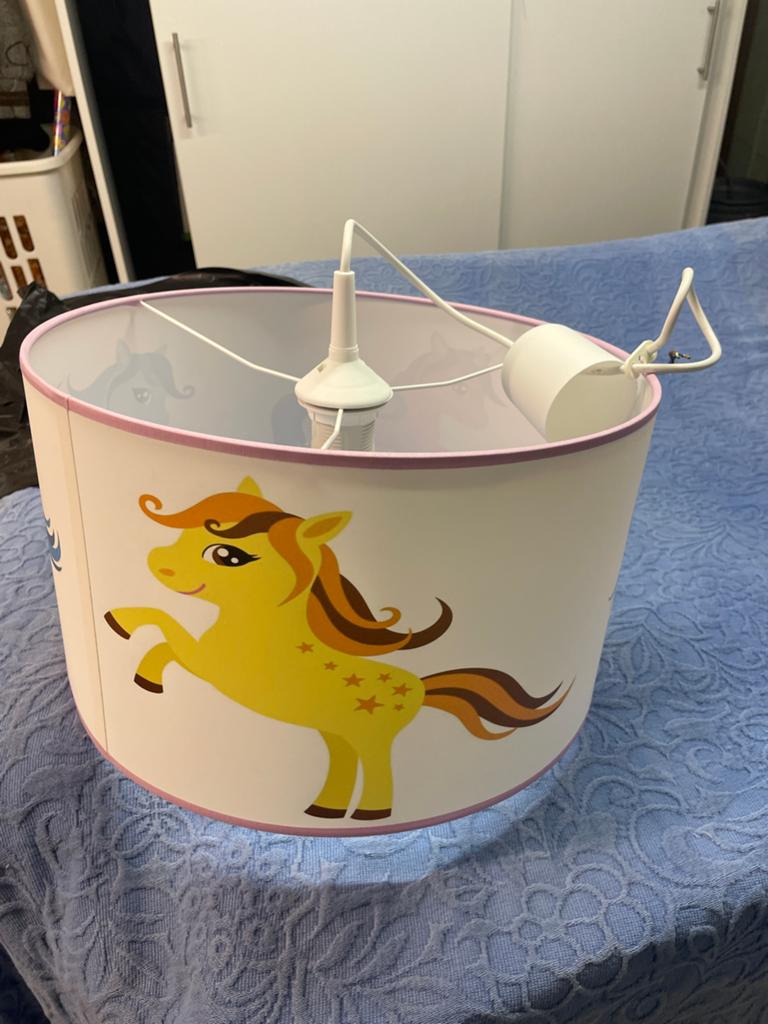 Gratis kinderlampenkap met paardenprint, Ophalen, Gebruikt, Wit, Rond