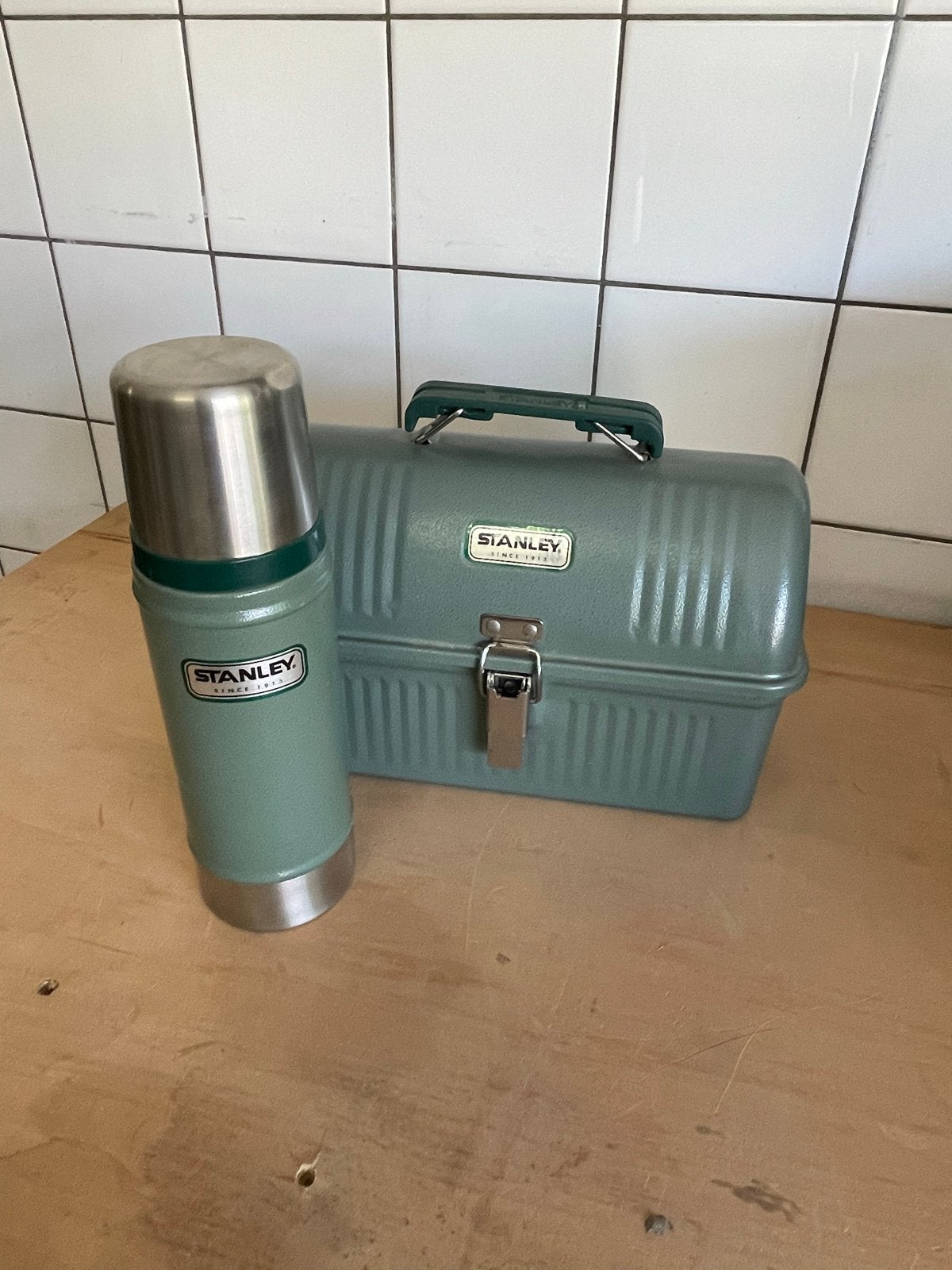 Stanley retro lunchbox set met thermosfles - z.g.a.n., Groen, Stanley, Ophalen of Verzenden, Zo goed als nieuw