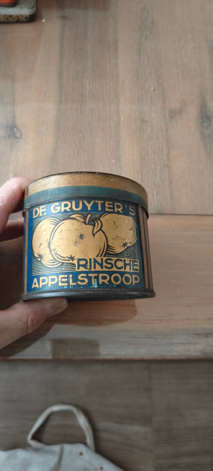 Antiek De Gruyter's Rinsche Appelstroop Blik, Verzamelen, Blikken, Ophalen of Verzenden, Gebruikt, Overige, Overige merken