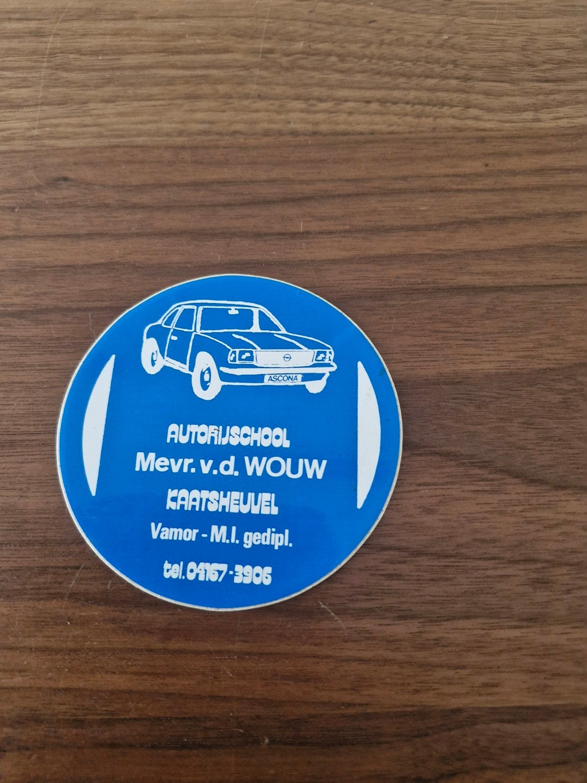 943 Sticker Autorijschool Mevr. v.d. Wouw Kaatsheuvel, Ophalen of Verzenden