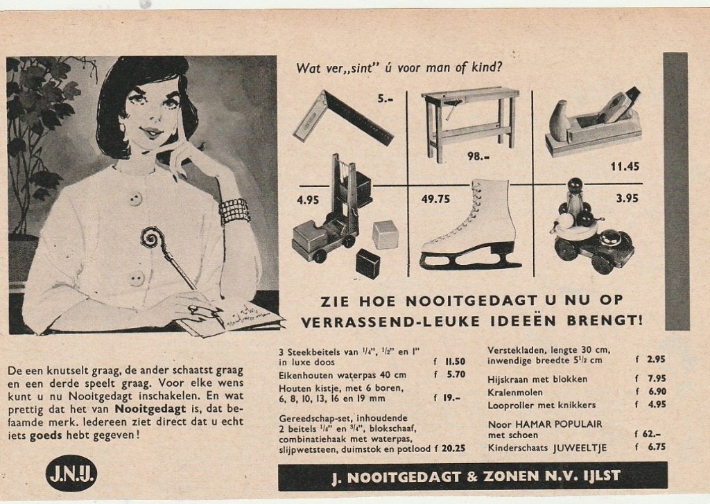 Retro reclame 1958 Nooitgedagt speelgoed & schaatsen, Verzamelen, Verzenden, Overige typen