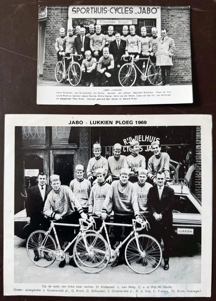 Wielrennen 2 fotokaarten JABO – LUKKIEN PLOEG 1969, Ophalen of Verzenden, Overige typen