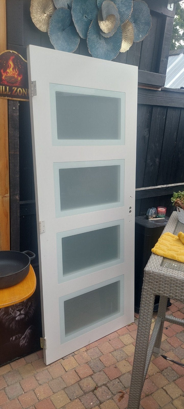 Binnendeur zware kwaliteit met 4x matglas, Ophalen, Gebruikt, 80 tot 100 cm, Binnendeur