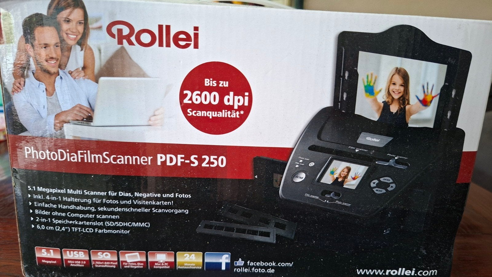 Rollei PhotoDiaFilmScanner PDF-S 250 - Dias en Negatieven, Diascanner, Rollei, Ophalen of Verzenden, Zo goed als nieuw