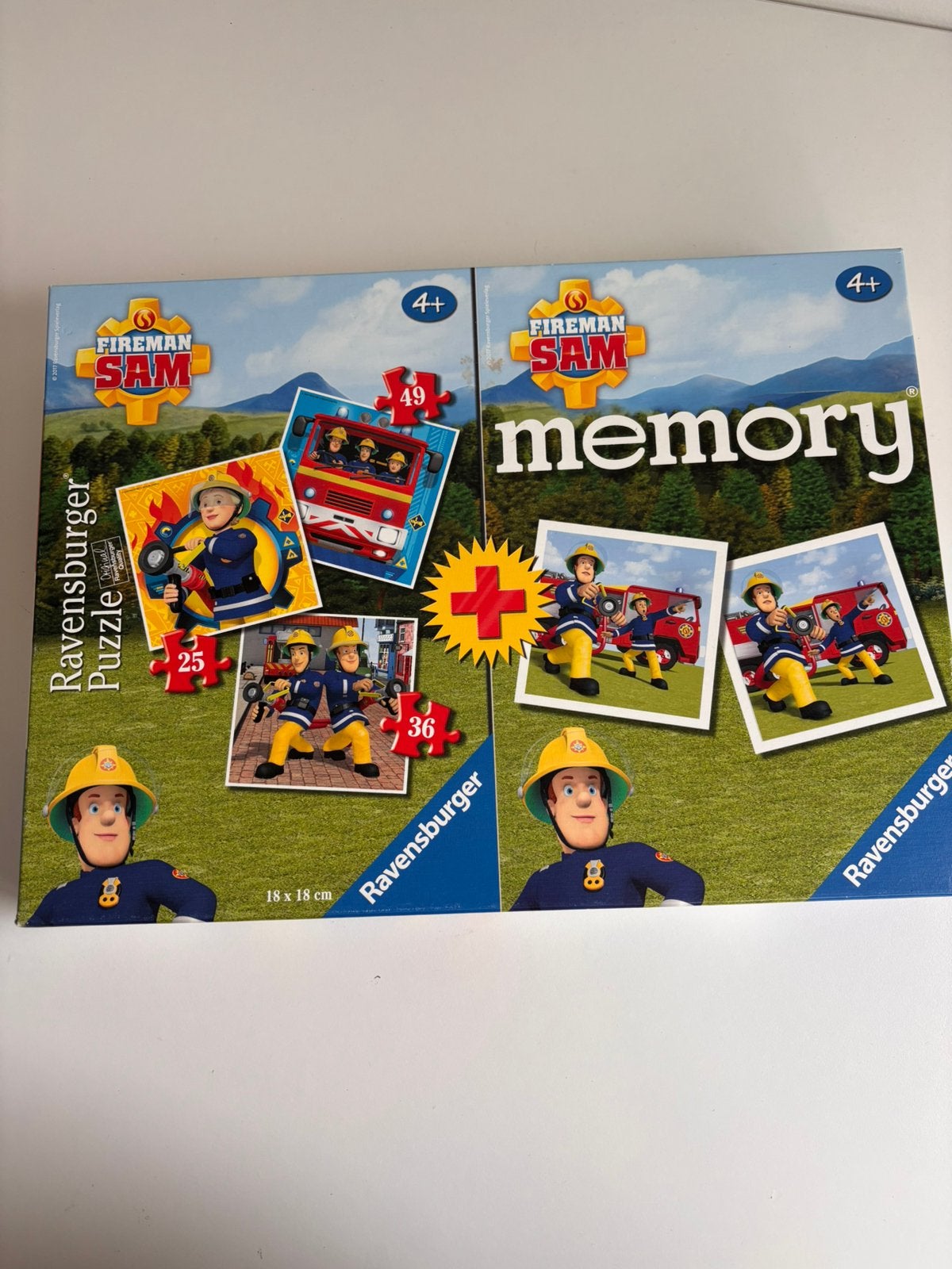 Brandweerman Sam puzzels + memory, Ophalen of Verzenden, 10 tot 50 stukjes, Zo goed als nieuw, 4 tot 6 jaar