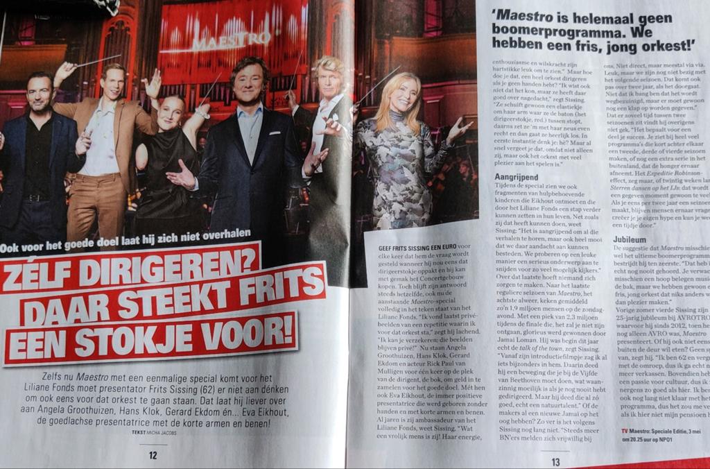 Maestro Artikel Knipsel met oa Angela Groothuizen, Ophalen of Verzenden, 1980 tot heden, Nederland, Knipsel(s)