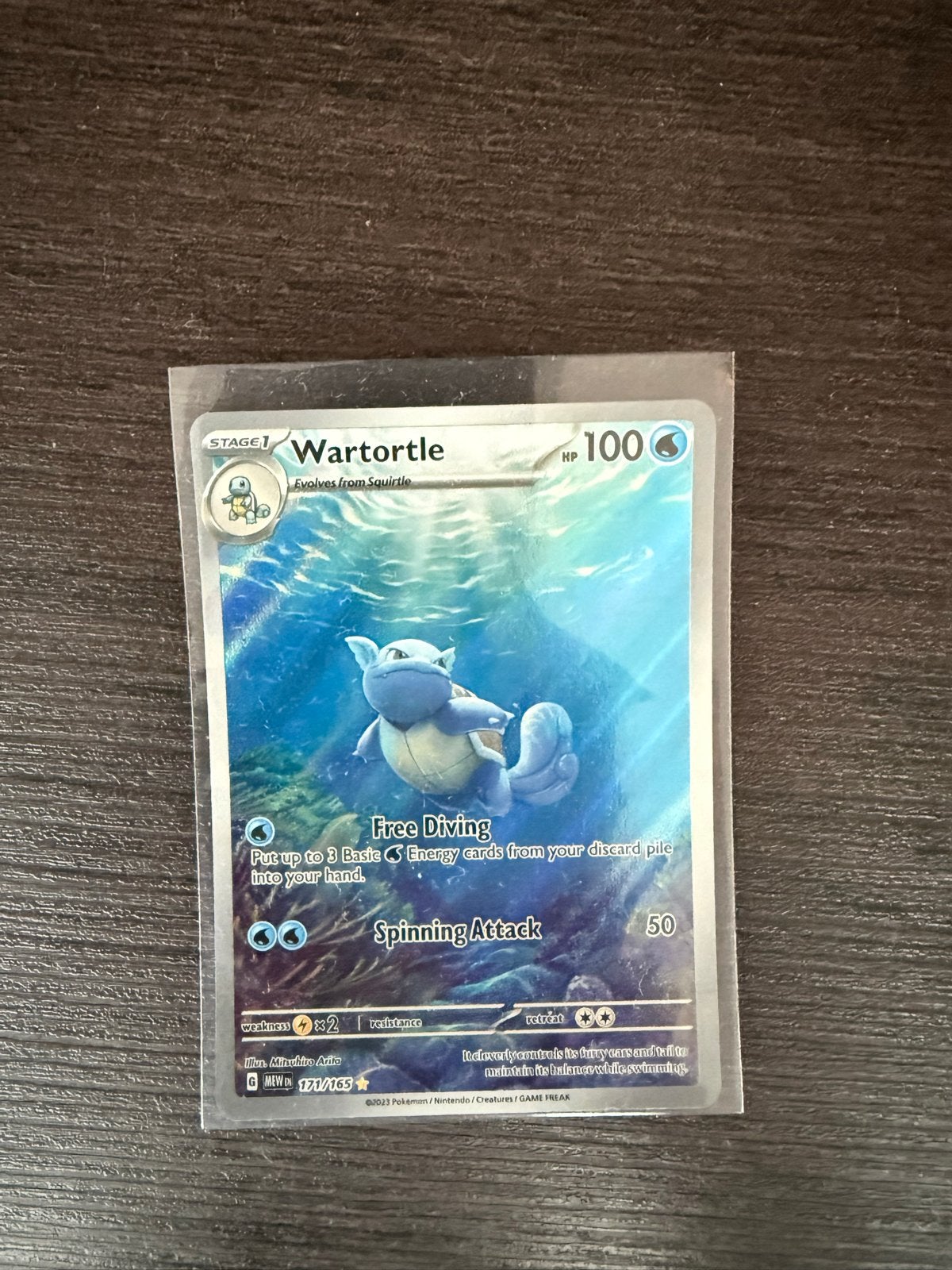 Wartortle 037/165 Reverse Holo Pokemon kaart, Ophalen of Verzenden, Zo goed als nieuw, Losse kaart, Foil