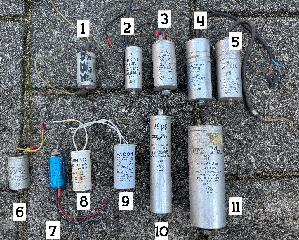 Partij 11 vintage condensatoren ITT SEL Bosch LCR Ducati 60, Ophalen of Verzenden, Gebruikt