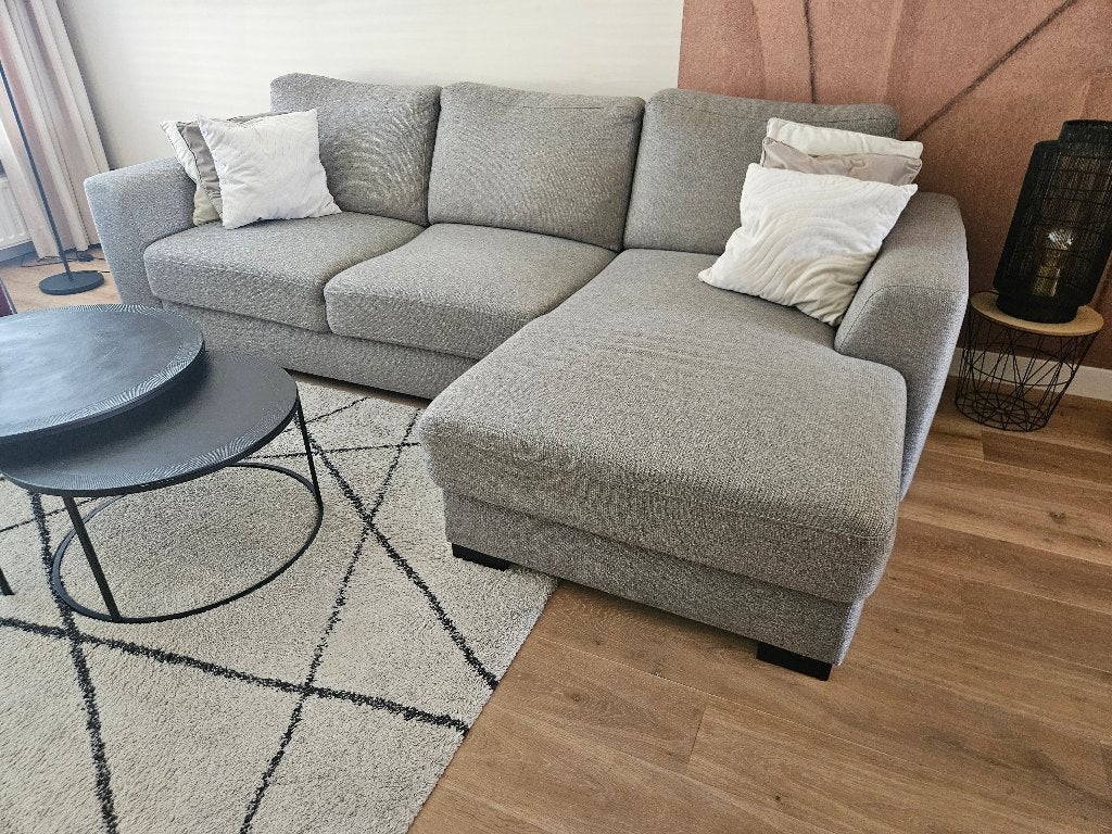 Bankstel stof kleur Griffin Sepia, Ophalen, 250 tot 300 cm, Gebruikt, Hoekbank