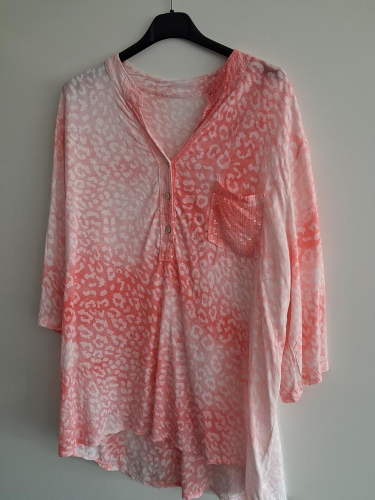 Tuniek, blouse, zalmroze, mt XL, Ophalen of Verzenden, Zo goed als nieuw, Maat 46/48 (XL) of groter, Roze