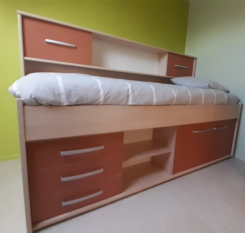 Halfhoogslaper, Ophalen, Eenpersoons, 210 cm, Minder dan 160 cm