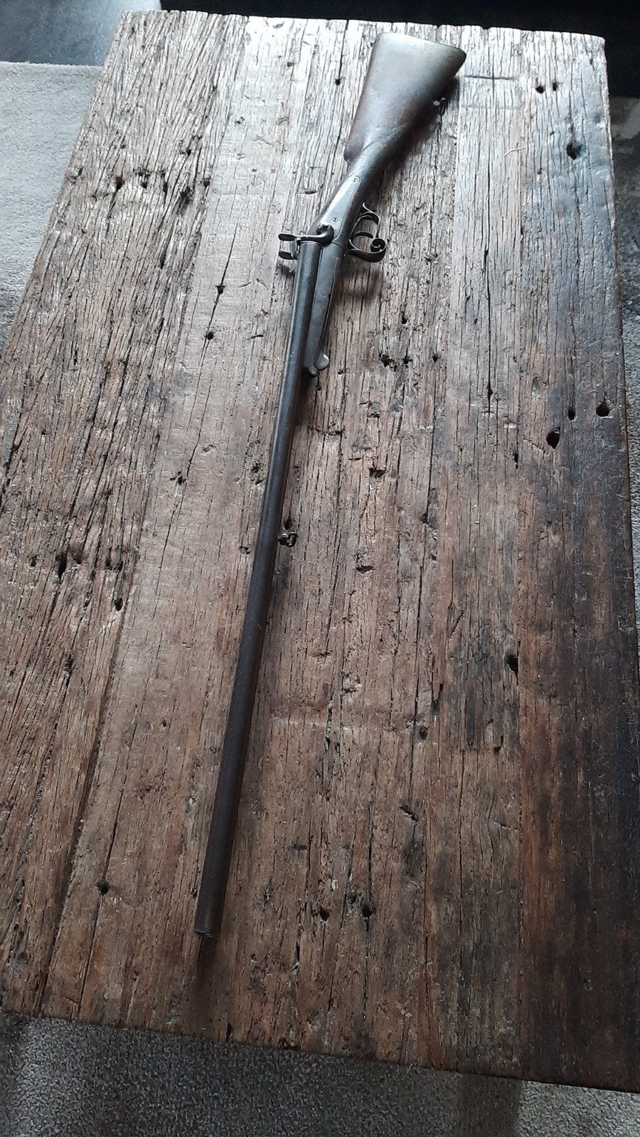 antiek dubbelloops penvuur geweer uit 1860, Antiek en Kunst, Ophalen of Verzenden