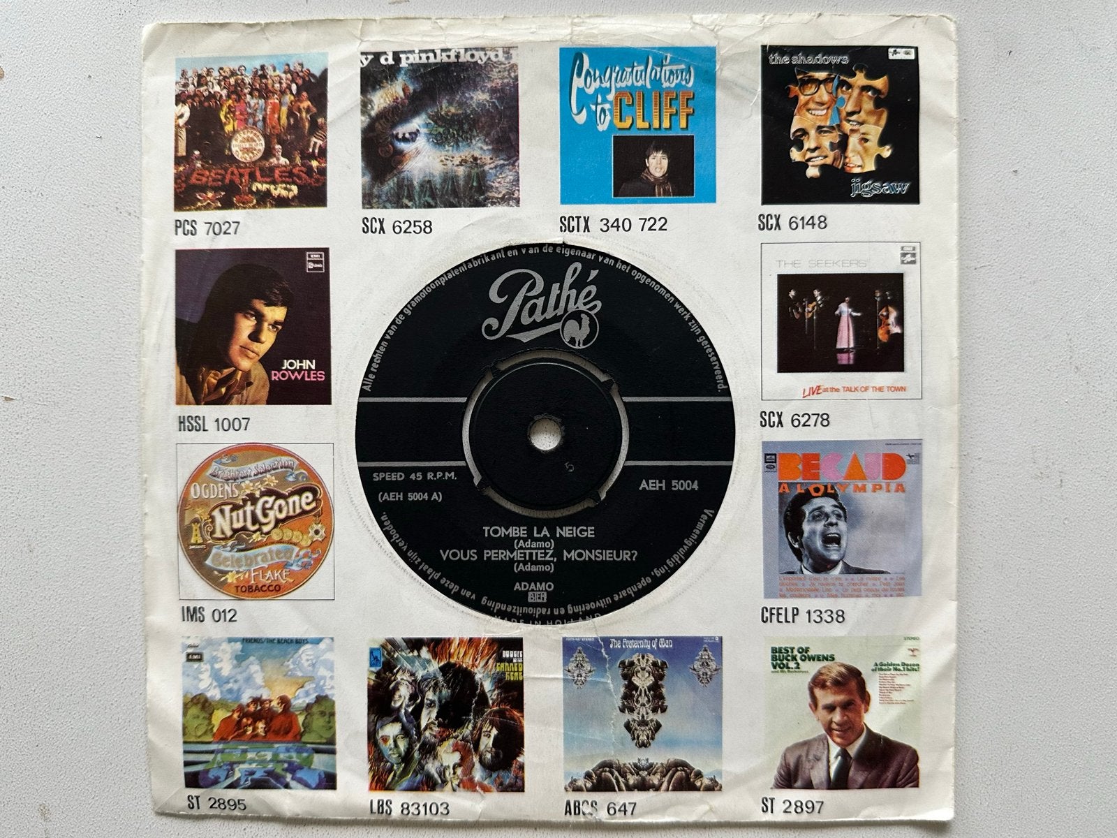 Adamo - Tombe La Neige / Car Je Veux (EP, Pathé AEH 5004), Cd's en Dvd's, Gebruikt, Overige genres, 7 inch, Ophalen of Verzenden