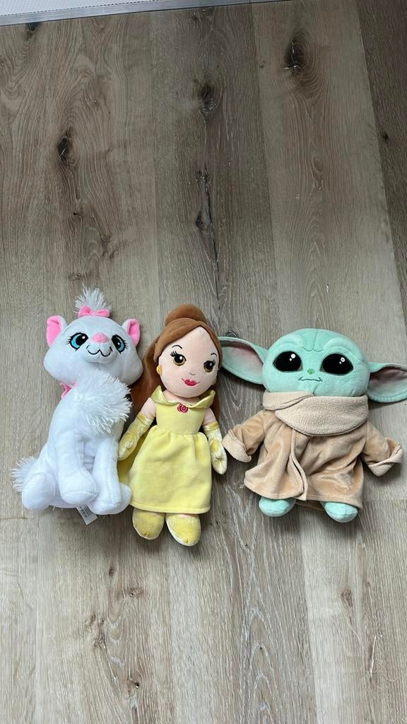Disney Knuffels: Marie, Belle en Grogu (Baby Yoda), Disney, Ophalen of Verzenden, Zo goed als nieuw, Wit