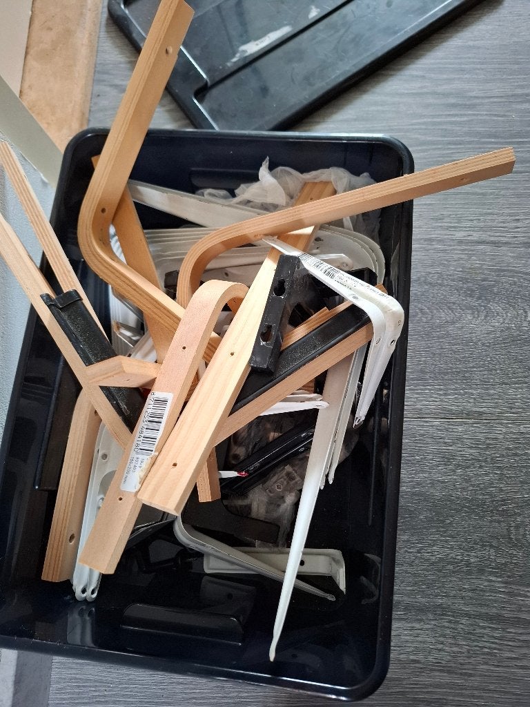 Diverse beugels en houten onderdelen, Ophalen, Gebruikt, 100 tot 250 mm, Overige typen