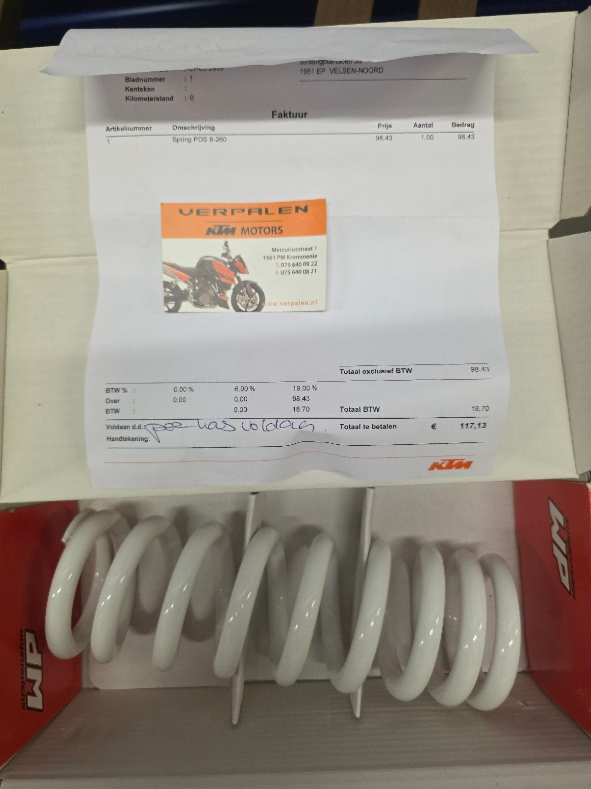 Origineel WP PDS-8-250 Motorfiets Veer - Nieuw in Doos, Motoren, Ophalen of Verzenden, Nieuw