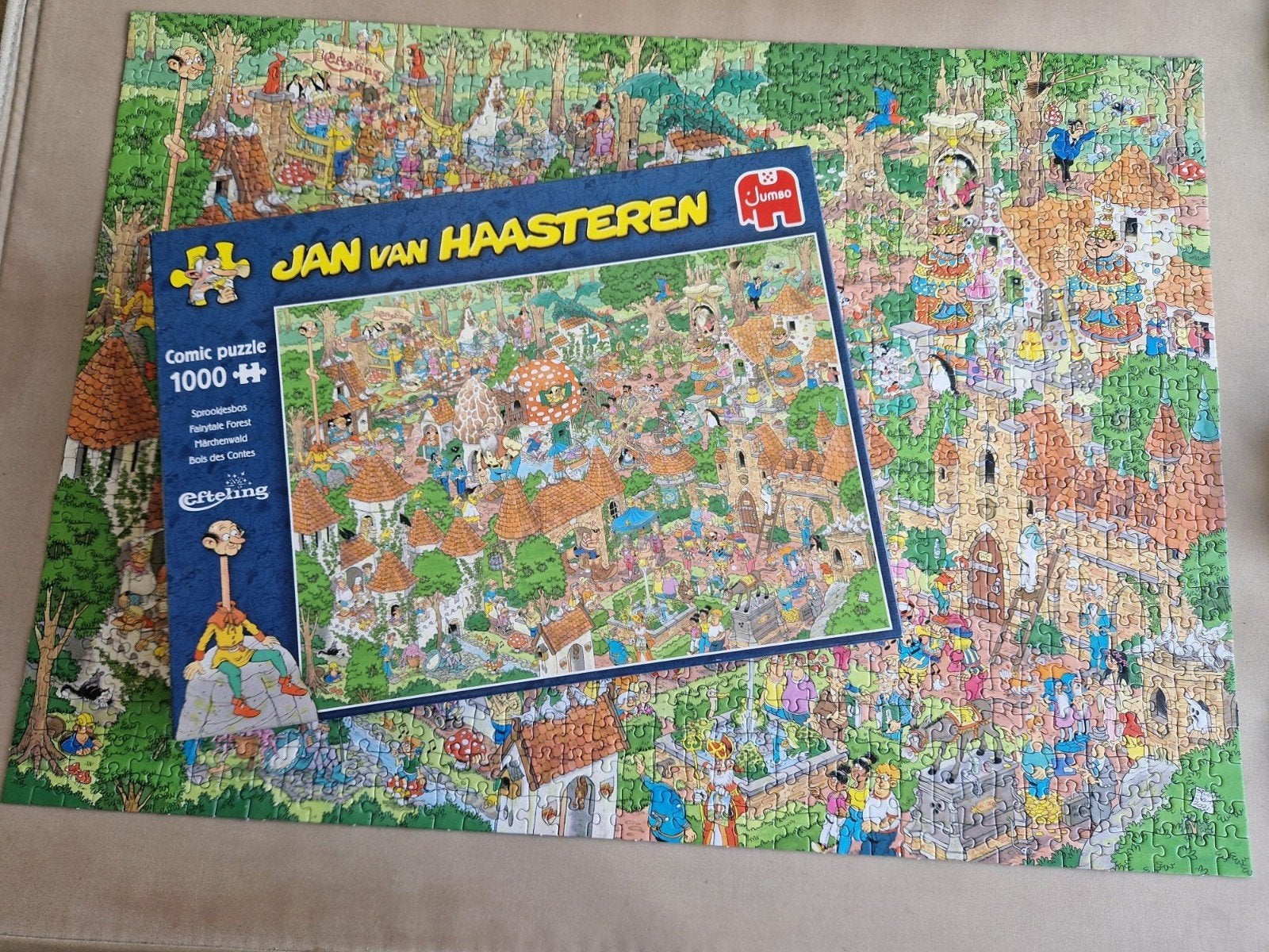 Jan van Haasteren : Efteling Sprookjesbos : 1000 stukjes, Hobby en Vrije tijd, Denksport en Puzzels, Ophalen of Verzenden, 500 t/m 1500 stukjes