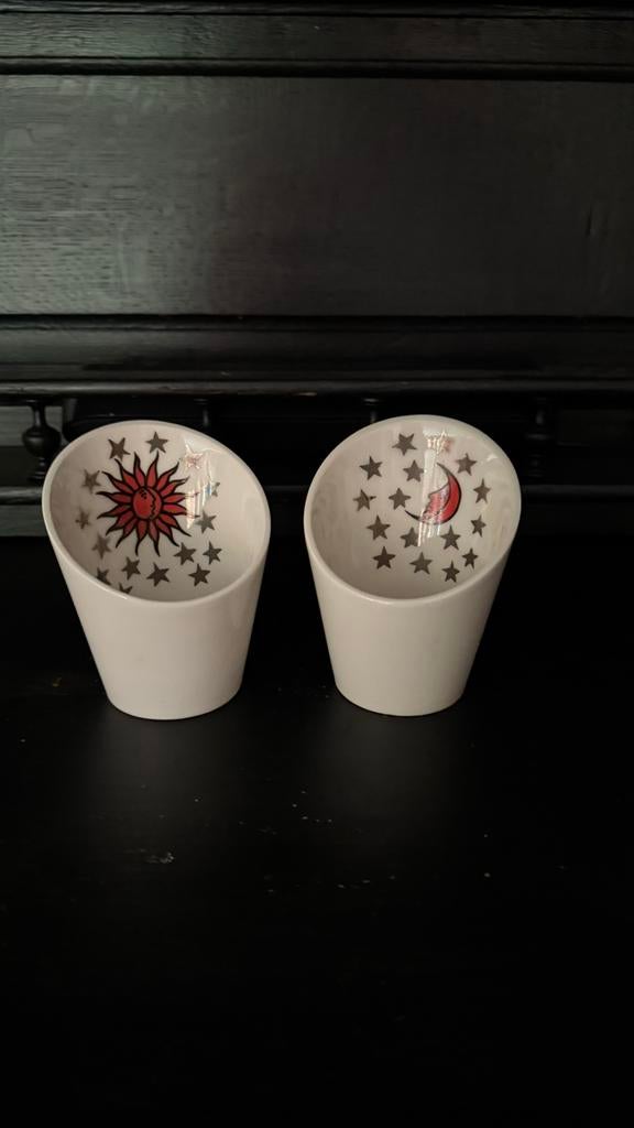 Set van 2 exclusieve kommetjes, zon en maan design, Ophalen of Verzenden, Zo goed als nieuw, Kom(men), Overige stijlen