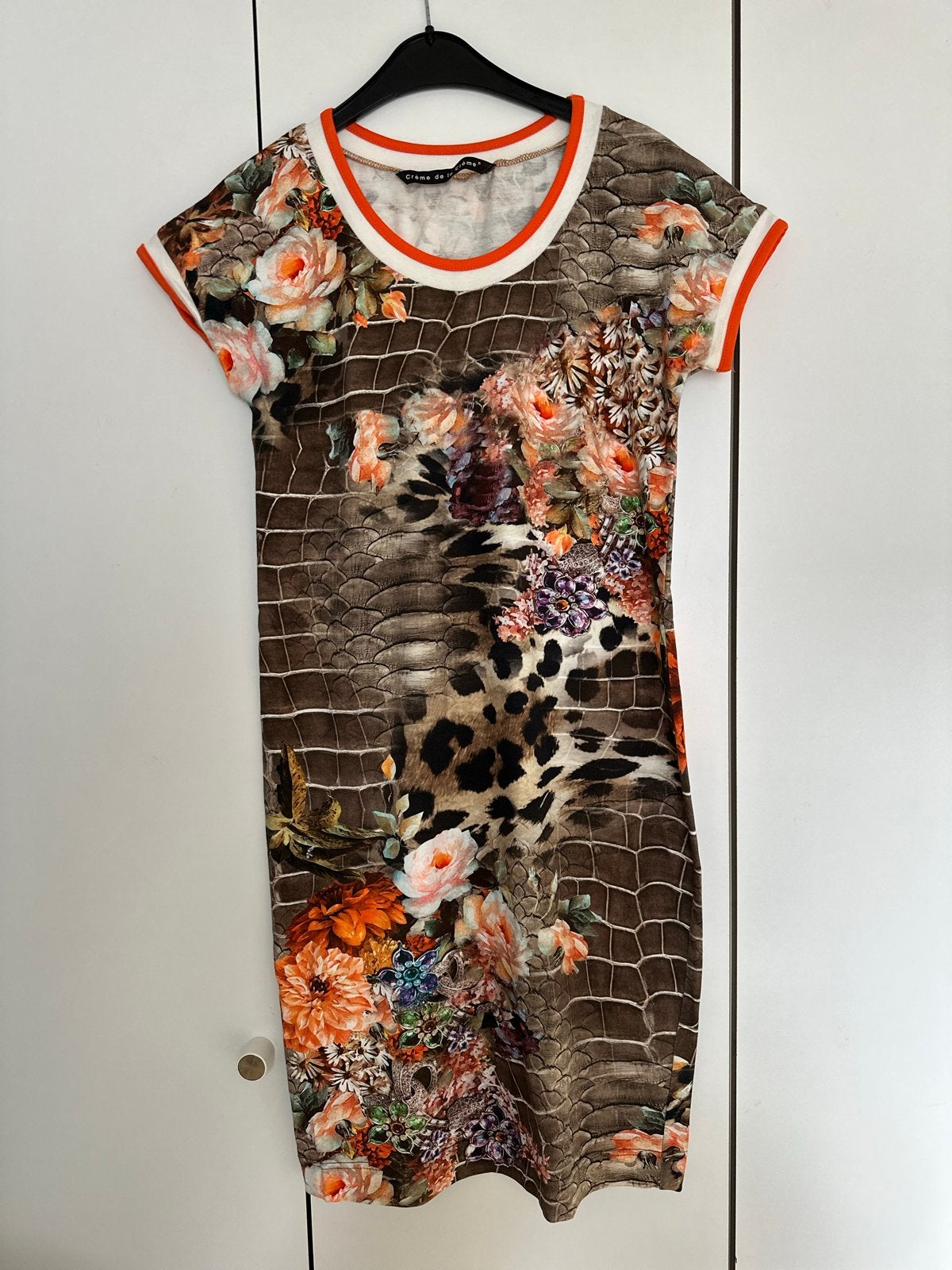 Crème de la Crème jurk met bloemen en dierenprint, Meerkleurig, Ophalen of Verzenden, Zo goed als nieuw, Maat 34 (XS) of kleiner