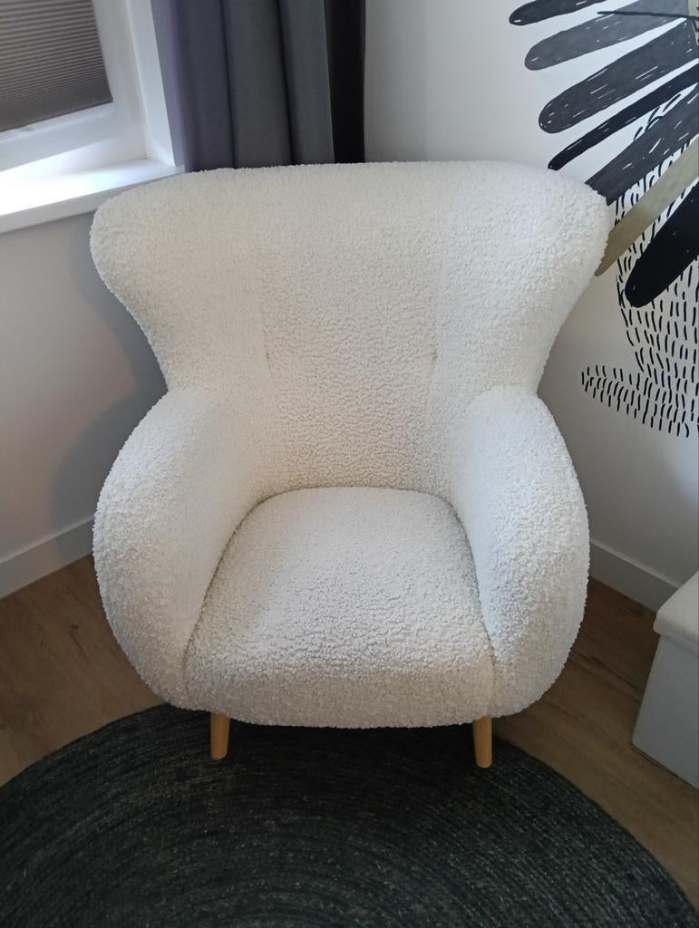 Witte teddy stoel., Huis en Inrichting, Ophalen, Zo goed als nieuw