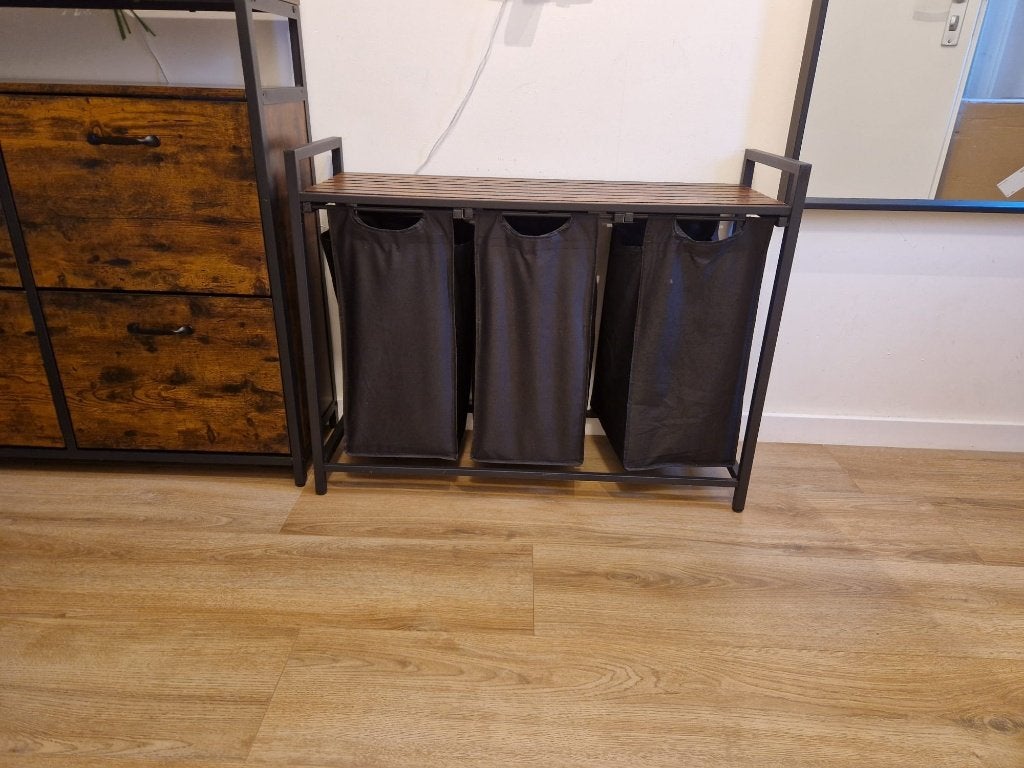 Industriële Wasmand (3 vakken) - 92.5 x 33 x 72 cm, Huis en Inrichting, Badkamer | Badkamermeubels, Gebruikt, Overige typen, Minder dan 100 cm