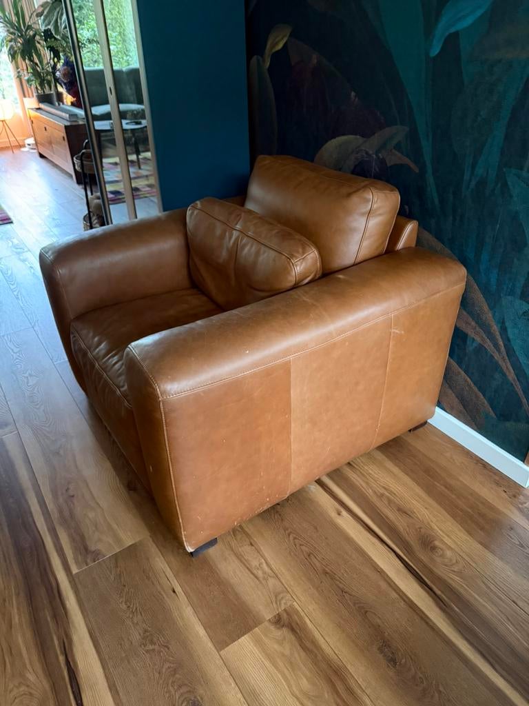Montel leren fauteuil 3 jaar oud goede conditie leer leder, Ophalen, Eenpersoons, Zo goed als nieuw, Minder dan 150 cm