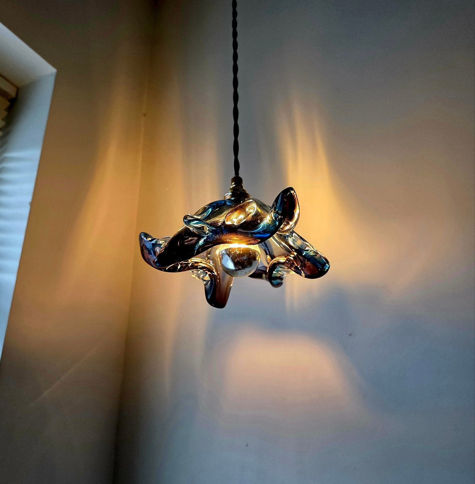 Vintage Murano glazen hanglamp., Ophalen of Verzenden